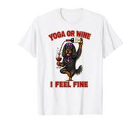Gordon Setter Yoga ou Wine I Feel Fine - DIGOR Funny T-Shirt Graphique avec Valeur, Homme, Blanc, S