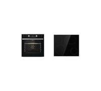 Gorenje BCX6737E05BG+ECD634X Einbau-Herdset mit Glaskeramikkochfeld (BCX6737E05BG+ECD634X), 60cm breit, Heißluft mit Dampf, Pizza Funktion, Edelstahl/Schwarz
