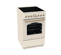 Gorenje Classico GECS 5B70CLI Cuisinière électrique avec plaque de cuisson vitrocéramique/design rétro / 50 cm / 70 l/Gentle Close/chauffage rapide/AirFry/ExtraSteam/mode pizza/AquaClean