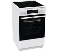 Gorenje GEC5C 41 WG Cuisinière électrique avec plaque de cuisson vitrocéramique / 50 cm / 70 litres/GentleClose/Chauffage rapide/Mode pizza 300 °C/Extension télescopique/AquaClean/Blanc