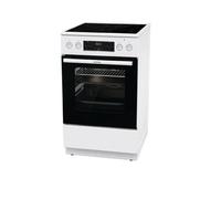 Gorenje GECS5C 60 WPA Cuisinière électrique avec plaque de cuisson vitrocéramique / 50 cm / 70 litres/GentleClose/Chauffage rapide/AirFry/ExtraSteam/Tiroirs télescopiques/AquaClean/Blanc