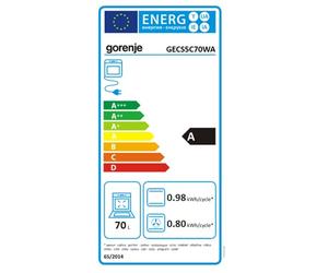 Gorenje GECS5C 70 WA Cuisinière électrique avec plaque de cuisson vitrocéramique / 50 cm / 70 l/chauffage rapide/AirFry/ExtraSteam/rallonge télescopique/AquaClean/blanc