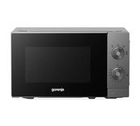 Gorenje MO20E1T4 - Micro-ondes - 20 l - 700 W - AquaClean - Fonction décongélation - 5 niveaux de puissance - Contrôle mécanique par bouton rotatif - Noir et gris