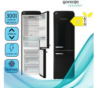 Gorenje ONRK619DBK Réfrigérateur / Congélateur rétro - NoFrostPlus - 300 litres volume total - Affichage LED - Alarme de porte - Compresseur Inverter - CrispZone - AdaptTech