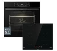 Gorenje OptiBake Black Induction Set 2 Set de four encastré avec plaque à induction, 77 L, fabriqué en Europe, AquaClean, ExtraSteam, AirFry, PizzaMode 300°C, PerfectGrill, télescopique extensible