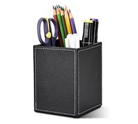 GORESE Porte-stylo en Cuir, Carré Pot a Crayon Boîte à Stylo de Bureau Multifonctionnel Organisateur de Bureau Stylo Tasse Organisateur Porte-pinceau de Maquillage (Noir)