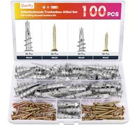 Gorffy Lot de 100 chevilles pour plaques de plâtre autoperceuses en métal | Chevilles pour cloison sèche avec vis, plaque de plâtre, cloison sèche, fixation de charges lourdes, montage mural au plafond