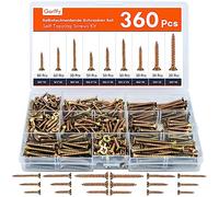 Gorffy Lot de 360 vis à bois auto-taraudeuses à tête fraisée, assortiment de vis à bois avec boîte de rangement pour projet de bricolage, réparation