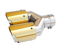 gorge de queue de voiture Queue en acier inoxydable à deux niveaux or pour tuyau d'échappement universel de voiture modifier la pointe silencieux forme(Left In60-Out89)