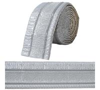 GORGECFAFT 79mX3mm Bordure de Papier Peint Flexible en Mousse 2.3D Moulure de Couronne Grise Argentée Bordure de Miroir Autocollante Lignes de Cadre Plinthe de Plafond pour Meubles de Maison DIY