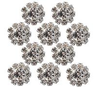 GORGECRAFT 1 boîte 10 pcs Strass Tige Boutons en Alliage D'Argent Cristal Fleur Forme Bouton Rond Décoratif Boutons en Métal pour Bricolage Couture Artisanat Châles Robe Vêtements Sacs Mariage Décor