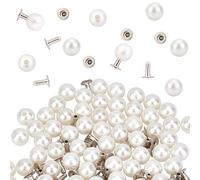 GORGECRAFT 1 boîte 100 Ensemble 6mm Perle Rivets Goujons Blanc Rond en Plastique Perle Boutons Goujons avec Kit D'Épingles pour Vêtements Chapeaux Sacs Embellissements de Chaussures Bricolage Tricot