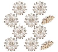GORGECRAFT 1 boîte 10pcs Strass Perles Embellissements Or Clair Alliage Fausse Perle Fleur Boutons Décoratifs Boutons Plats Embellissements pour Bricolage Couture Artisanat Sac Vêtements Chaussures
