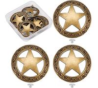 GORGECRAFT 1 boîte 6 ensembles Bouton Arrière à Vis Gravé Étoile Concho Évider Boutons Décoratifs Ronds Vintage Bronze Boucle en Métal Pièces Moulées de Remplacement Rodéo Occidental