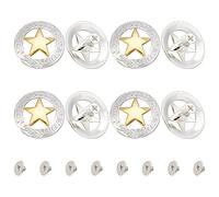 Gorgecraft 1 boîte 8 set Argent Gravé Étoile D'Or Concho Vis Arrière Évider Boutons Décoratifs Remplacement Rond Vintage Boucle Moulages de la Personnalité Bricolage Bagages Vêtements Décoration