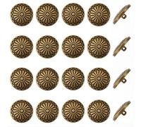 GORGECRAFT 1 boîte de 20 Boutons Ronds en Métal à Tige en Forme de Fleur 23mm Gravés en Alliage Vintage Bronze Antique 1 Trous Décoratifs pour Vêtements Manteaux Sacs Sacs à Main Projets D'Artisanat
