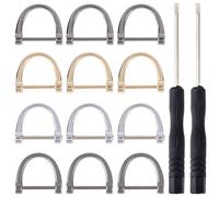 GORGECRAFT 1 boîte de 20 vis en Métal de 4 Couleurs en Forme de D en Alliage Argenté Doré Noir en Forme de Fer à Cheval avec 2 Tournevis en Fer pour Bricolage Sacs en Cuir Porte Clés