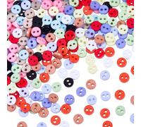 GORGECRAFT 1 boîte de 300 Mini Boutons en Résine de 12 Couleurs 4.5mm Couleurs Assorties Micro Boutons Ronds à 2 Trous Décoratifs pour Poupées Vêtements Couture Scrapbooking Loisirs Créatifs