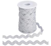 GORGECRAFT 1 Rouleau de Ruban de Bordure Ric Rac de 25 mm, 10 mm, Vague Argentée, Couture, Franges Courbées, Tissu Tissé pour Coudre des Fleurs, Faire des Robes de Mariée, des Fêtes Artisanales