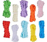 GORGECRAFT 10 Couleurs 50M RIC Rac Ruban de Garniture Zig Zag Tissu Vague Couture Pliage Frange Garniture 5~8.5mm de Large Tresses Cordons Embellissements pour la Fabrication de Fleurs Artisanat