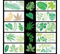 GORGECRAFT 10 Pochoir de Feuilles D'Érable de 30x15cm Grand Modèle de Feuilles de Tortue Monstera Tropicale Palmier Eucalyptus Houx Feuillage Botanique Pochoirs pour Peinture sur Bois Bricolage