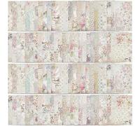 GORGECRAFT 100 Feuilles 50 Styles Fleurs Scrapbook Papier 14x10cm Thème Floral Vintage Décoratif Papier Cartonné pour DIY Origami Fabrication de Cartes Scrapbooking Cadre Photo Album Arts Décor