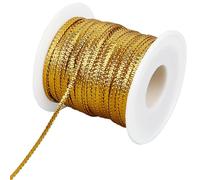 GORGECRAFT 100 m Corde de Dreadlock Métallique Doré 3 mm Corde D'Enveloppement de Cheveux Ruban Tressé en Nylon Hiphop Attache de Cheveux Bande de Tressage de Cheveux Corde à Bord Scintillant Cordon