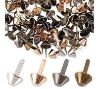 GORGECRAFT 100 pcs 4 Couleurs Fond Clous Sac Pieds Cône Goujons 17x10 mm Champignon Pointe Rivet Têtes de Clous Métal Brads Épingles Fendues pour Cuir Artisanat Sac à Main Sac à Main Fabrication