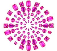 GORGECRAFT 100 pièces 10 styles de Pierres Précieuses à Coudre à Coudre Sur Strass, Griffes Argentées à Dos Plat avec 4 trous en Forme de Goutte Ronde Carrée, Strass en Verre pour Bricolage,Rose Chaud