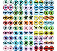 GORGECRAFT 100 pièces 12mm en Verre Rond en Forme d'oeil de Dragon Cabochon Chat Serpent Mauvais Yeux Styles Mixtes Dôme à Dos Plat Camée pour la Fabrication de Marionnettes de Bijoux de Breloques