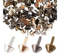 GORGECRAFT 100pcs 4 couleur 24.5x14.5mm Sac Pieds Goujons Plaque Métallique Fond Goujon Cône Goujons Champignon Pointe Rivet Têtes de Clous Attaches Parisiennes en Métal pour Cuir Artisanat Sac à Main