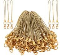 GORGECRAFT 100pcs de Porte-Clés de Téléphone en Or avec Anneau Fendu Sangles Poignet en Polyester Breloques pour Téléphone Portable Cordon pour Accrocher Un Portable Lariat Clé USB