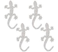 GORGECRAFT 101mm 4Pcs Cristal Autocollants de Voiture Bling Strass Décalque Gecko Décalques pour Voitures Appliques Auto-Adhésives Brillant Badge Autocollant Paillettes Automobile Extérieur