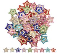 GORGECRAFT 108 pcs 9 Couleurs Pentagrammes à Coudre sur Strass 15mm Étoile Fleur Griffe Tasse Strass Or Plat Base Cristal Verre Pierres Précieuses pour Vêtements Embellissements Bijoux Mariage
