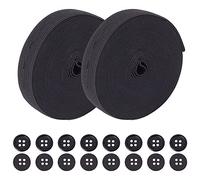 GORGECRAFT 10M Bande Élastique avec Boutonnières Pince Élastique en Caoutchouc Ruban Élastique Antidérapant 20Pcs Boutons Ronds Plats en Résine Teintée pour Couture Sangle Vêtement Accessoires