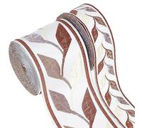 GORGECRAFT 10m Beige Broderie Feuilles Ruban Ivoire Jacquard Dentelle Tissé Garniture Sangle Plat Vintage Tissu Satin Ruban pour DIY Couture Sac Bande Artisanat Décor à la Maison, 3/6cm