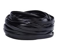 GORGECRAFT 10m Cordon Tressé en Cuir Métallique 5mm Noir Pliable en Cuir PU Bande Cordon Plat en Cuir Souple Garniture de Sangle Garniture pour Artisanat Ceinture Bracelet Fabrication de Bijoux