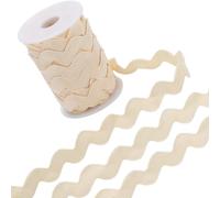 GORGECRAFT 12.5 Yards Rick Rack Trim 13mm Polyester Ric Rac Rickrack Beige Wavy Ribbon Trim Zig Zag Wave Bending Fringe Lace Trim S Shaped Woven Braided Fabric avec Bobine pour la Couture DIY Crafts