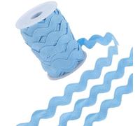 GORGECRAFT 12.5 Yards Rick Rack Trim Polyester Rac Ric 13mm Wave Bending Fringe Trim Bleu Ciel Clair Zig Zag Rickrack S Forme Dentelle Ruban Tissé Tissu Tressé avec Bobine pour Couture Bricolage
