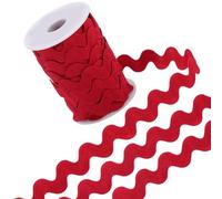 GORGECRAFT 12.5 Yards Rick Rack Trim pour la Couture 13mm Rickrack Trim Polyester Ric Rac Ruban Ondulé Rouge Foncé Zig Zag Wave Bending Fringe Trim Tissu Tressé en Forme de S avec Bobine