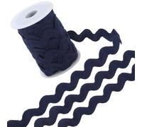 GORGECRAFT 12.5Yds Rick Rack Trim 13mm Polyester Ric Rac Ruban Rickrack Zig Zag Bleu Nuit Vague Pliage Frange Dentelle Garniture en Forme de S Tissu Tressé Tissé pour Couture Bricolage