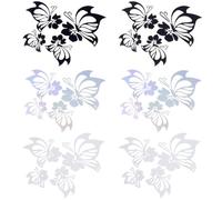 GORGECRAFT 12 Feuille D'Autocollants de Voiture Papillon Grands Autocollants de Voiture Papillons S'Embrassant Hibiscus Autocollants Réfléchissants Autocollants en Vinyle Imperméables pour Femmes