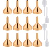 GORGECRAFT 12 Mini Entonnoir en Aluminium Doré de 33x20mm avec 4 Petites Pipettes Transparentes et Compte Gouttes pour Remplir de Petites Bouteilles Ou Conteneurs Atomiseurs Parfum Liquide