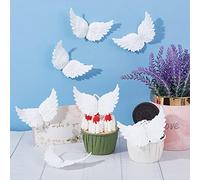 GORGECRAFT 12 PCS 3" 3D Mini Plume Blanche en Plastique Ailes d'ange Petit Arbre de Noël Ornements Costume Applique Patches pour Gâteau Sac à Dos Bricolage Artisanat Accessoires Fête de Noël