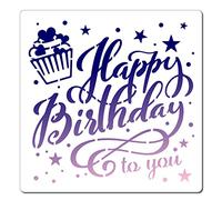 GORGECRAFT 12"X12" "Happy Birthday To You" Pochoir Cupcake Modèles Réutilisable en Plastique Dessin Peinture Pochoirs Modèle pour Peinture Sur Carte Mur Tissu Carrelage Toile Artisanat DIY Décoration
