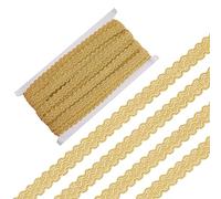 GORGECRAFT 12m Métallique Tresse Dentelle Garniture 15mm de Large Doré Gimp Tissé Mille-Pattes Décoré Bord Ruban Tissu D'Ameublement Frange Embellissement Passementerie pour Costume DIY Artisanat