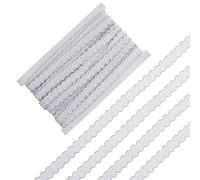 GORGECRAFT 12m Tissé Français Gimp 15mm Largeur Argent Gimp Tresse Garniture Polyester Ondulé Dentelle Ruban Bord Métallique Tissu D'Ameublement Frange Garniture pour Costume DIY Artisanat Couture