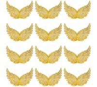 GORGECRAFT 12pcs 10cm Ailes d'ange Dorées à Paillettes 3D Décorations à Suspendre pour Sapin de Noël Fée Gardienne 3D pour Bricolage Costumes Fête Accessoires pour Cheveux