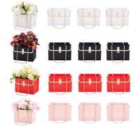GORGECRAFT 12pcs Boîtes Cadeaux en Papier de Fleurs Boîte de Sac à Main de Bouquet Seau de Rangement Panier d'emballage Rectangulaire avec Chaîne en Métal Fournitures de Fleuriste Saint Valentin
