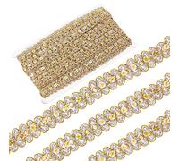 GORGECRAFT 14.2Yds Doré Dentelle Tissu Couture Broderie Paillettes Ruban Ondulé Garniture Fleur Étincelle Métalliques Tresse pour Coudre